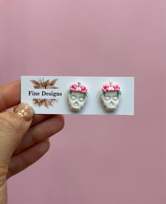 Floral Skull Stud