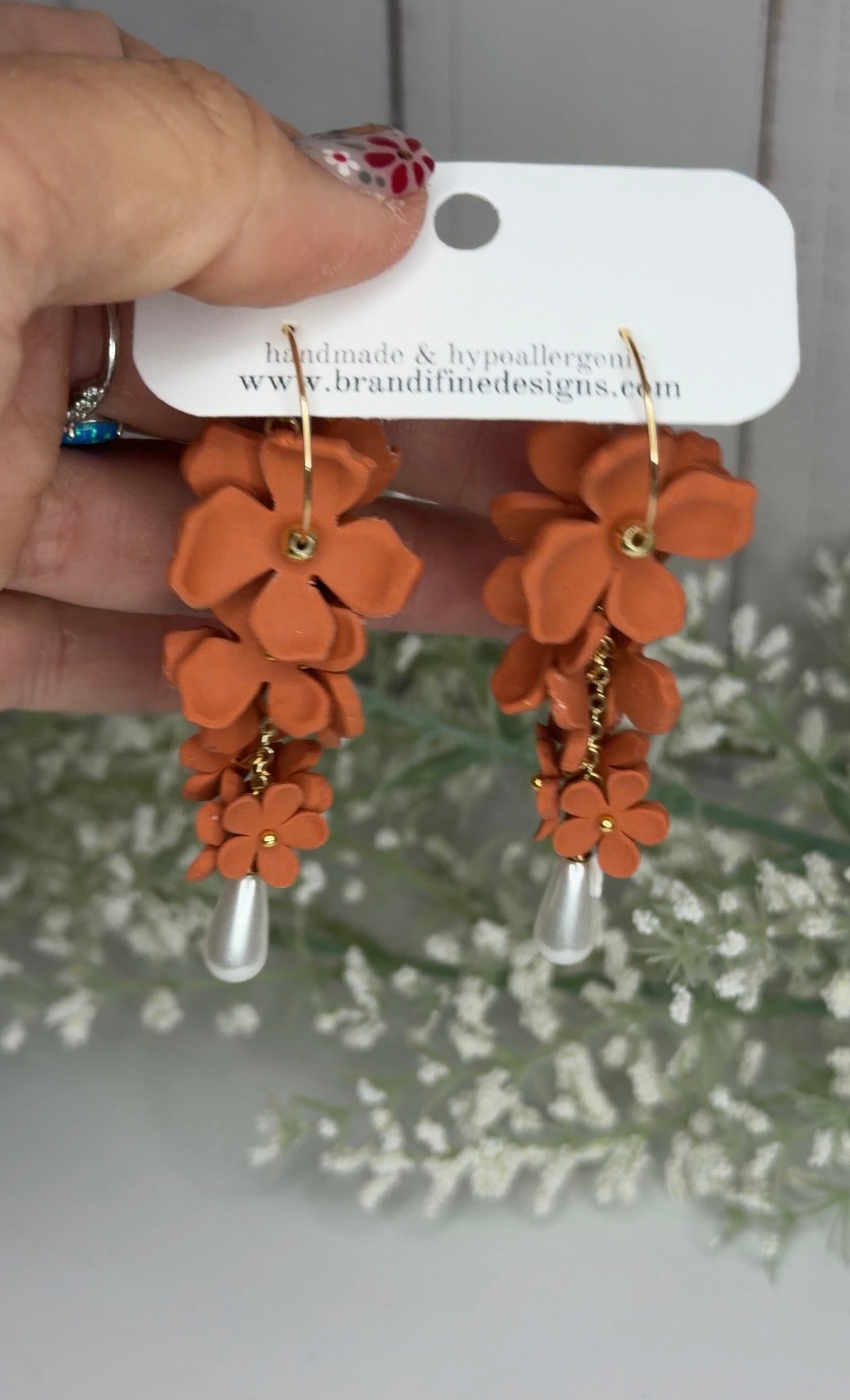 Burnt Orange Floral Hoop