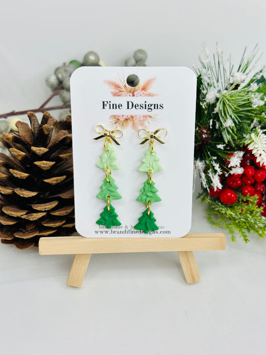 Green Trees with Bow Stud