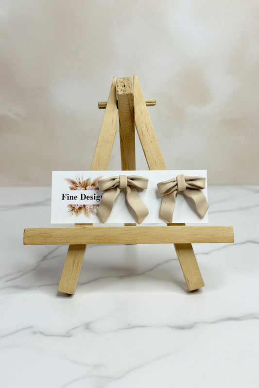 Tan Bow Studs