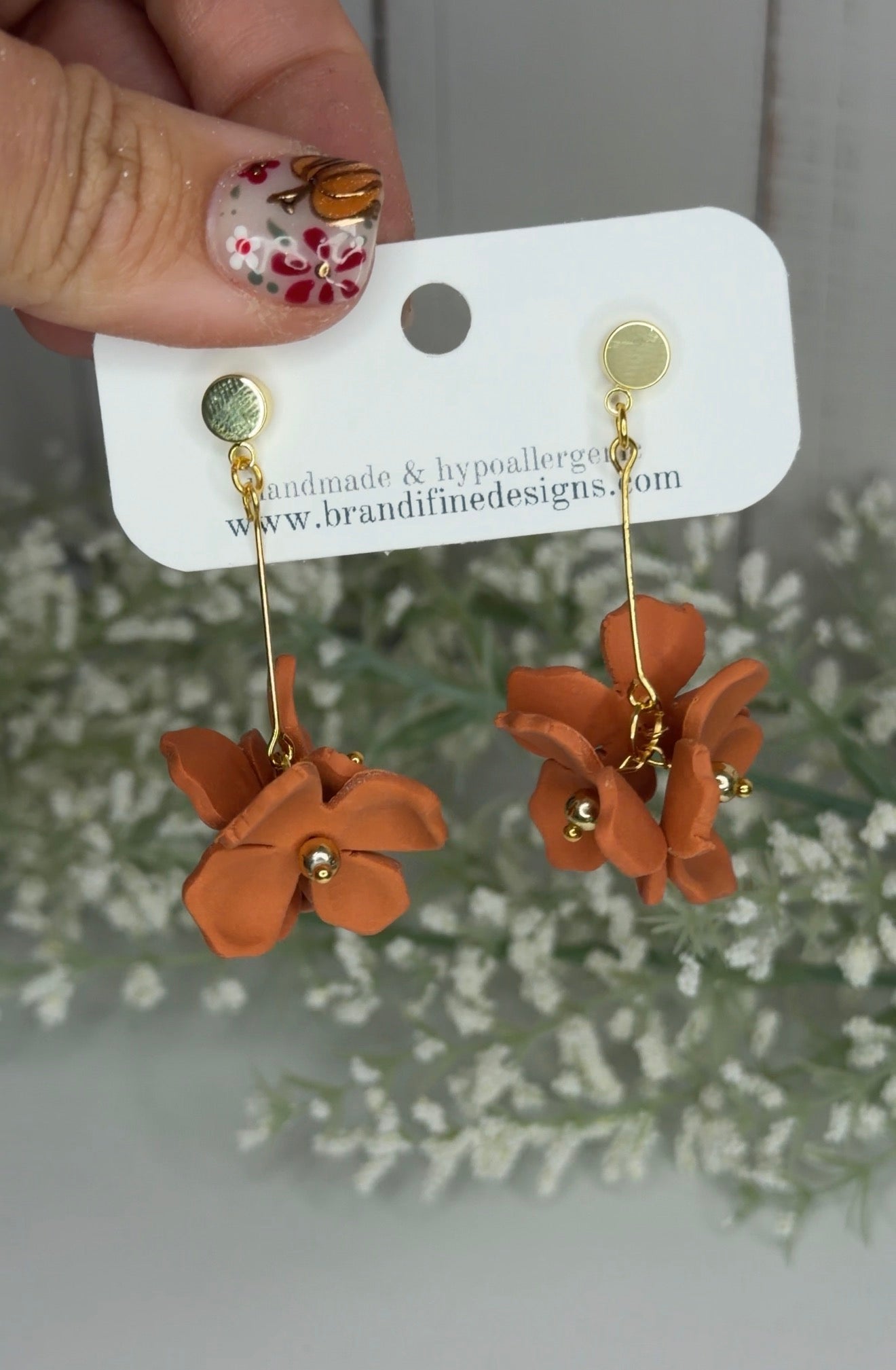 Burnt Orange Floral Drop
