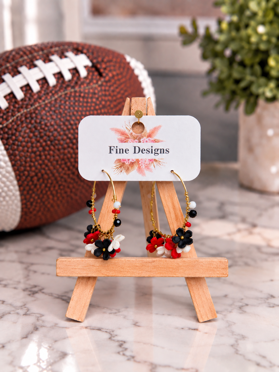 UGA Bulldog Beaded Hoop