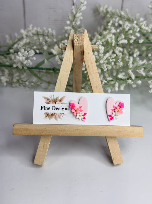 Floral heart stud