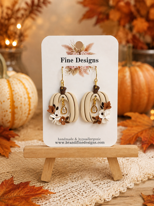 Tan Floral Pumpkin