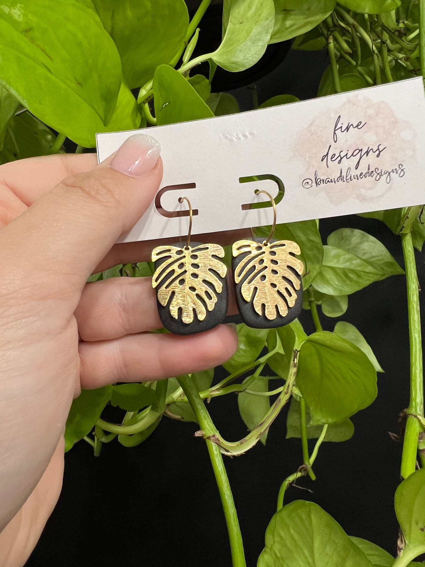 Gold Monstera Hoop