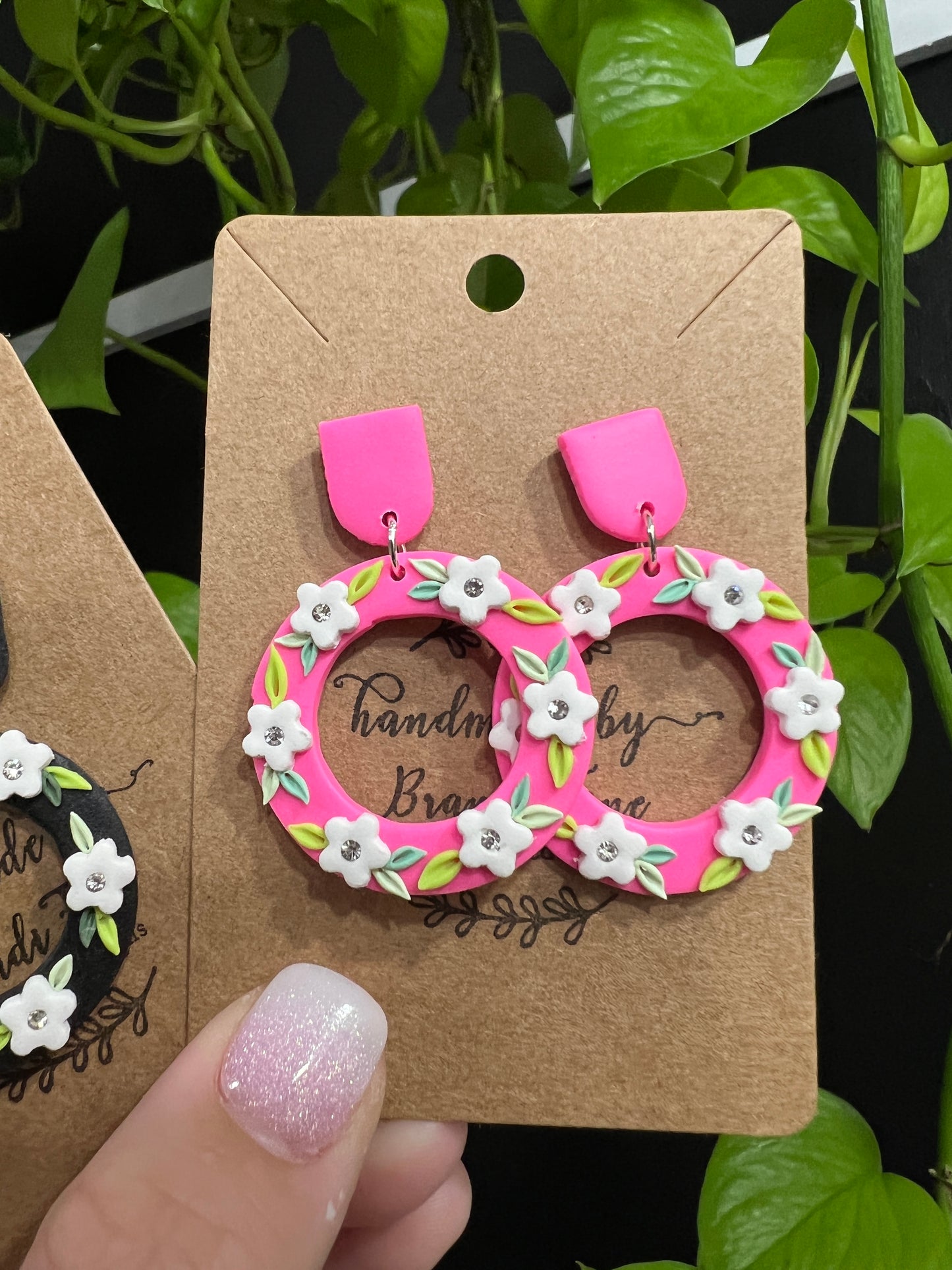 Pink or Black Daisy Hoop