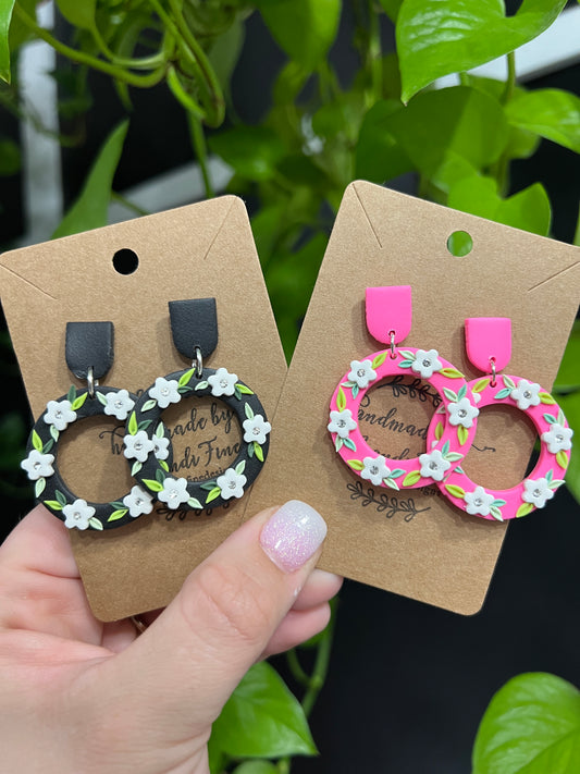 Pink or Black Daisy Hoop